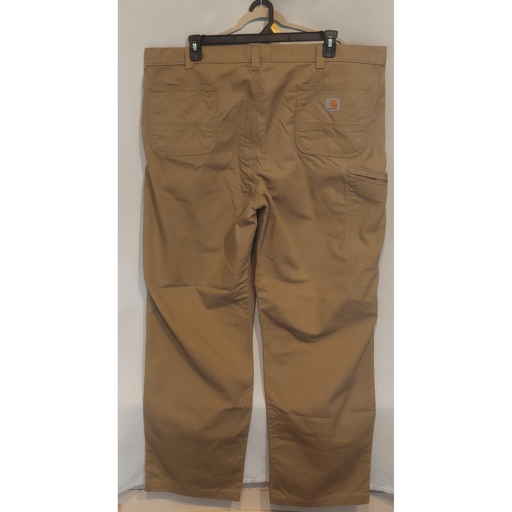 Carhartt Mens Khaki Rugged Flex Rigby Relaxed Fit Canvas Work Pants Size 44/32